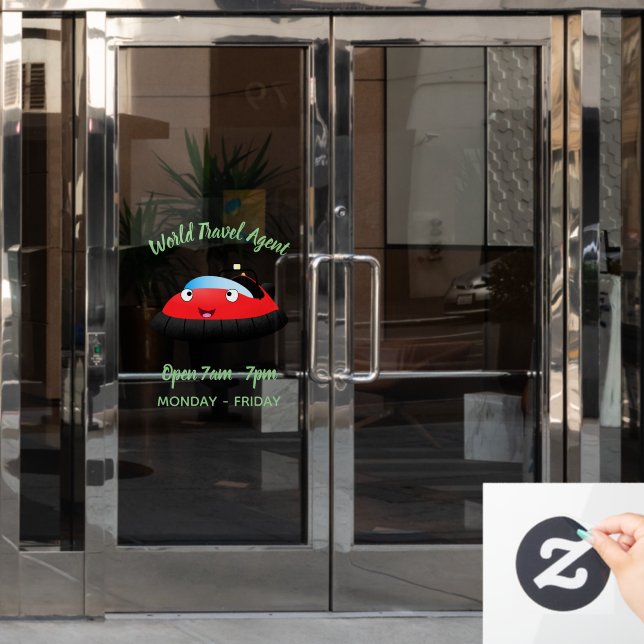 Cute red happy hovercraft cartoon (Office Door)