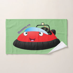 Cute red happy hovercraft cartoon bath towel set