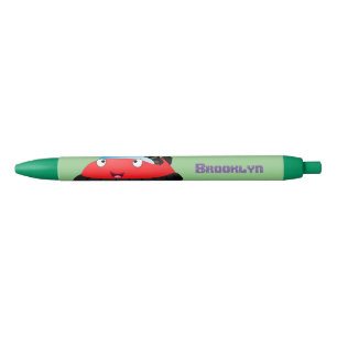 Cute red happy hovercraft cartoon black ink pen