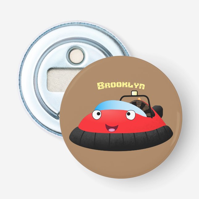 Cute red happy hovercraft cartoon bottle opener (Front)