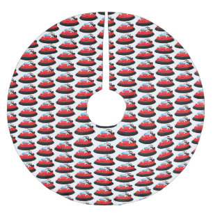 Cute red happy hovercraft cartoon brushed polyester tree skirt