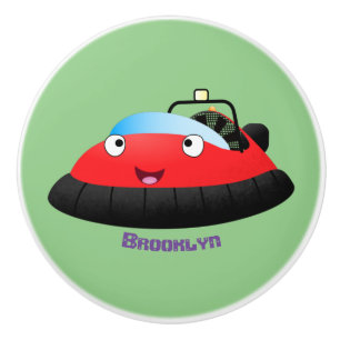 Cute red happy hovercraft cartoon ceramic knob