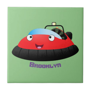 Cute red happy hovercraft cartoon ceramic tile