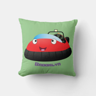 Cute red happy hovercraft cartoon cushion