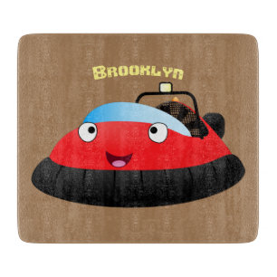 Cute red happy hovercraft cartoon cutting board