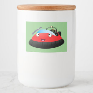 Cute red happy hovercraft cartoon food label