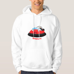 Cute red happy hovercraft cartoon hoodie