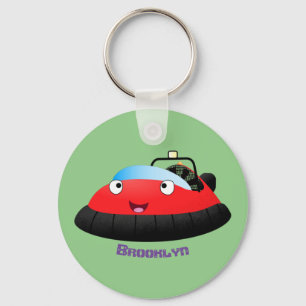 Cute red happy hovercraft cartoon key ring