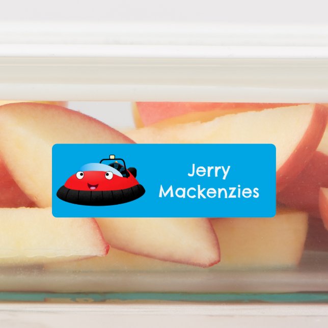 Cute red happy hovercraft cartoon personalised (Affixed)