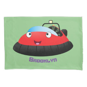 Cute red happy hovercraft cartoon pillowcase