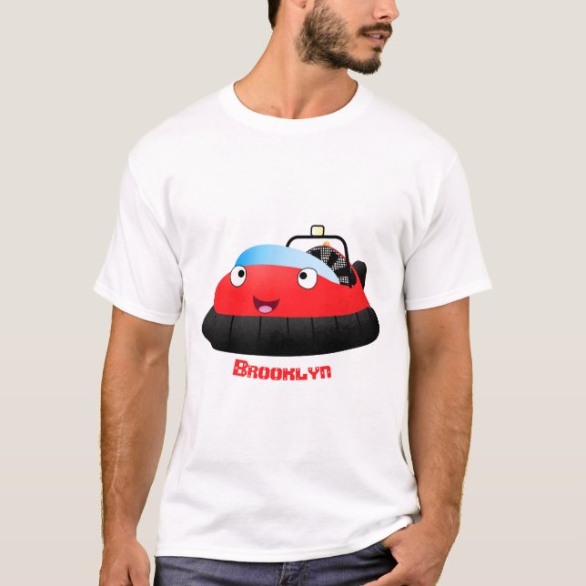 Cute red happy hovercraft cartoon T-Shirt (Front)