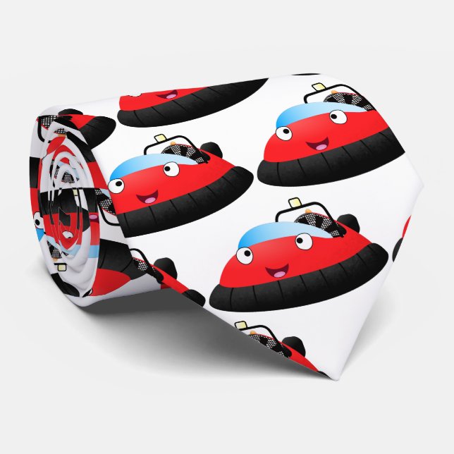 Cute red happy hovercraft cartoon tie (Rolled)