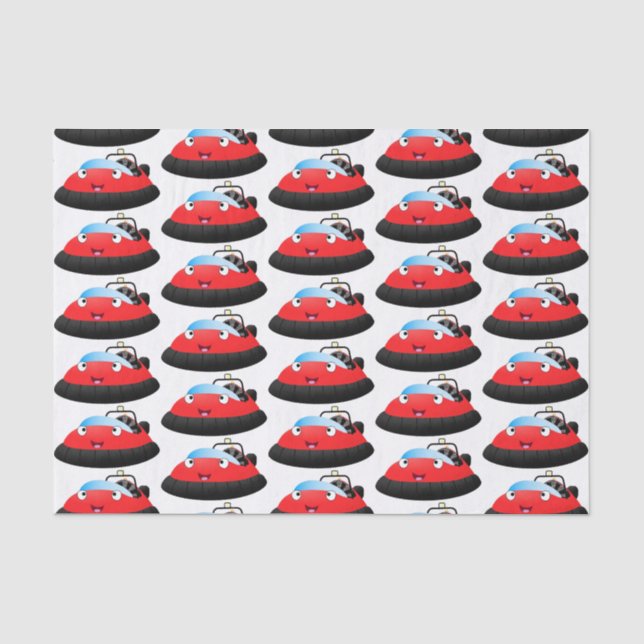 Cute red happy hovercraft cartoon tissue paper (Front)