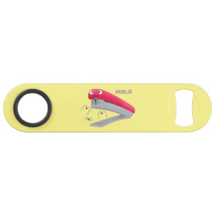 Cute red happy stapler cartoon illustration