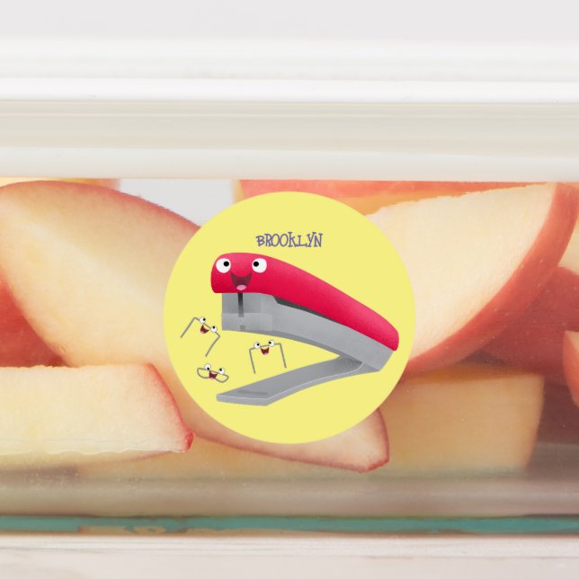 Cute red happy stapler cartoon illustration  (Affixed)