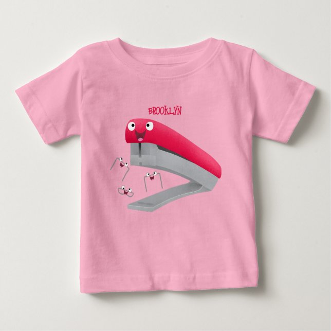 Cute red happy stapler cartoon illustration  baby T-Shirt (Front)