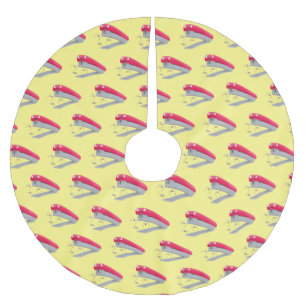 Cute red happy stapler cartoon illustration brushed polyester tree skirt