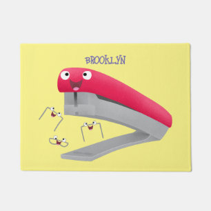 Cute red happy stapler cartoon illustration  doormat