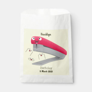Cute red happy stapler cartoon illustration favour bag