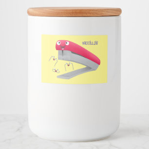 Cute red happy stapler cartoon illustration food label