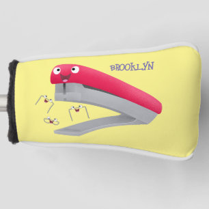 Cute red happy stapler cartoon illustration golf head cover