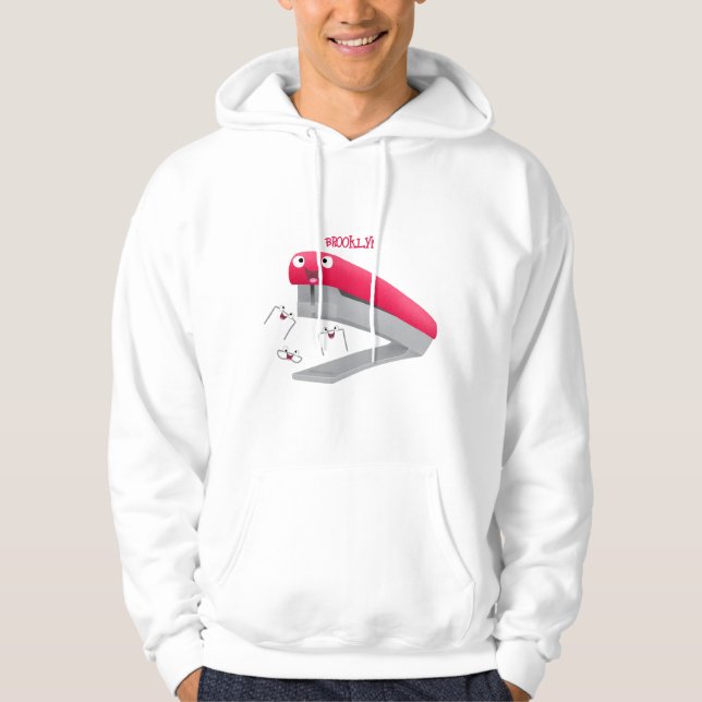 Cute red happy stapler cartoon illustration  hoodie (Front)