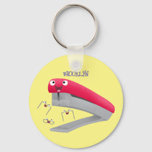 Cute red happy stapler cartoon illustration  key ring