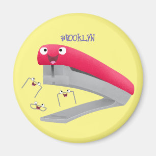 Cute red happy stapler cartoon illustration magnet