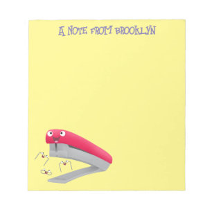 Cute red happy stapler cartoon illustration notepad