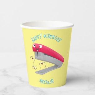 Cute red happy stapler cartoon illustration paper cups