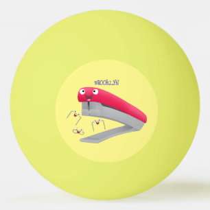Cute red happy stapler cartoon illustration  ping pong ball