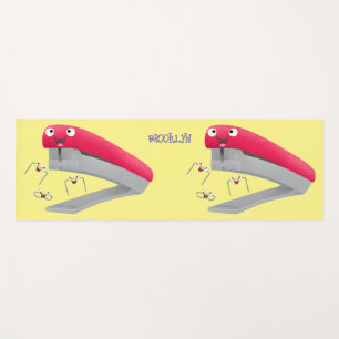 Cute red happy stapler cartoon illustration yoga mat