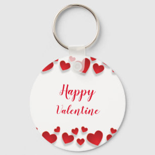 Cute Red Happy Valentine Love Hearts  Key Ring
