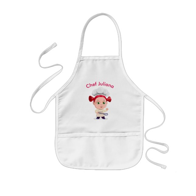 Cute red-head baby girl chef || Personalised Kids Apron (Front)
