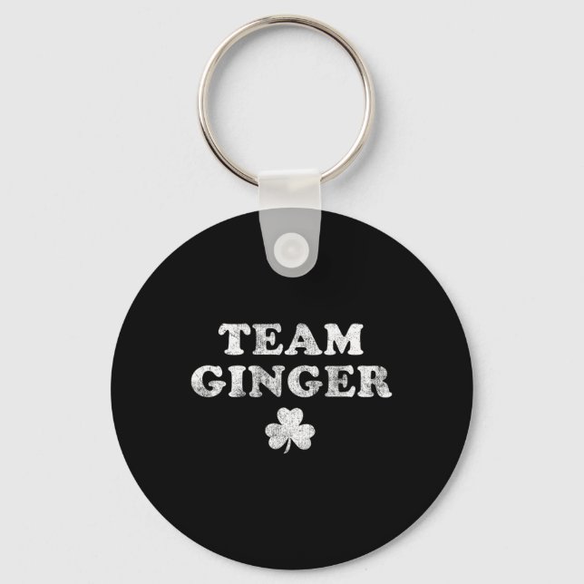 Cute Red Head Team Ginger St Patricks Day Green  Key Ring (Front)