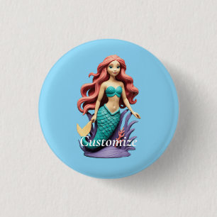 Cute Red-headed Mermaid Thunder_Cove 3 Cm Round Badge