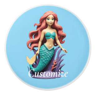 Cute Red-headed Mermaid Thunder_Cove Ceramic Knob