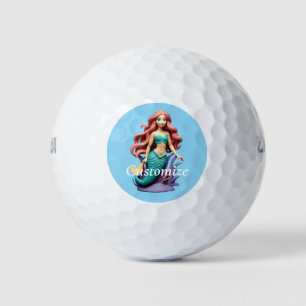 Cute Red-headed Mermaid Thunder_Cove Golf Balls
