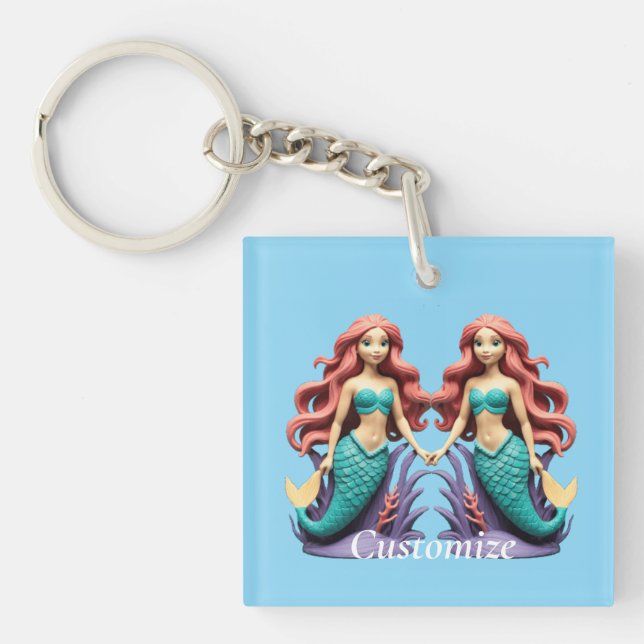 Cute Red-headed Mermaid Thunder_Cove Key Ring (Front)