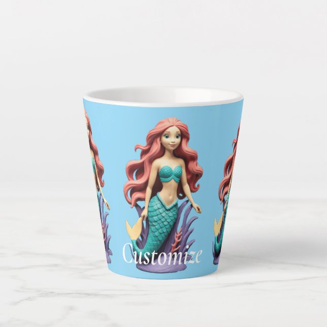 Cute Red-headed Mermaid Thunder_Cove Latte Mug (Front)
