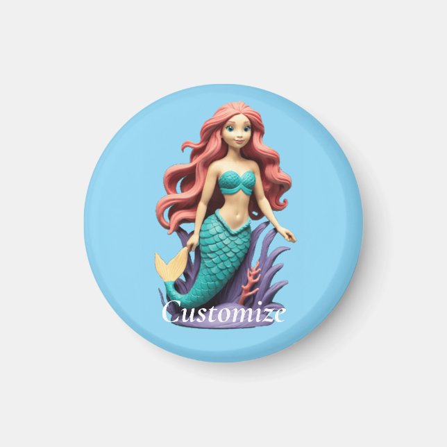 Cute Red-headed Mermaid Thunder_Cove Magnet (Front)