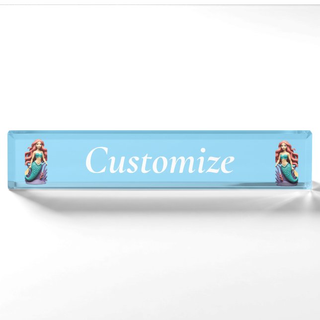 Cute Red-headed Mermaid Thunder_Cove Nameplate (Front)