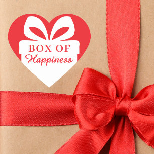 Cute Red Heart “Box of Happiness” Gift Sticker