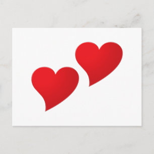 Cute red heart couple minimalist modern romantic postcard