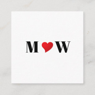 Cute red heart custom couple monogram initials enclosure card