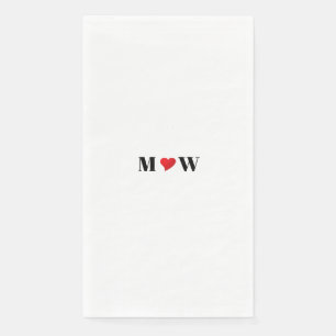 Cute red heart custom couple monogram initials napkin