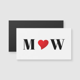 Cute red heart custom couple monogram magnet