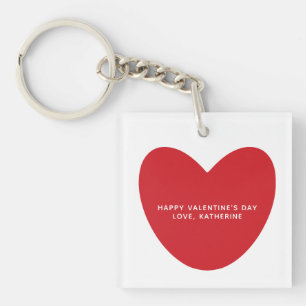Cute red heart custom photo text Valentine's Day Key Ring
