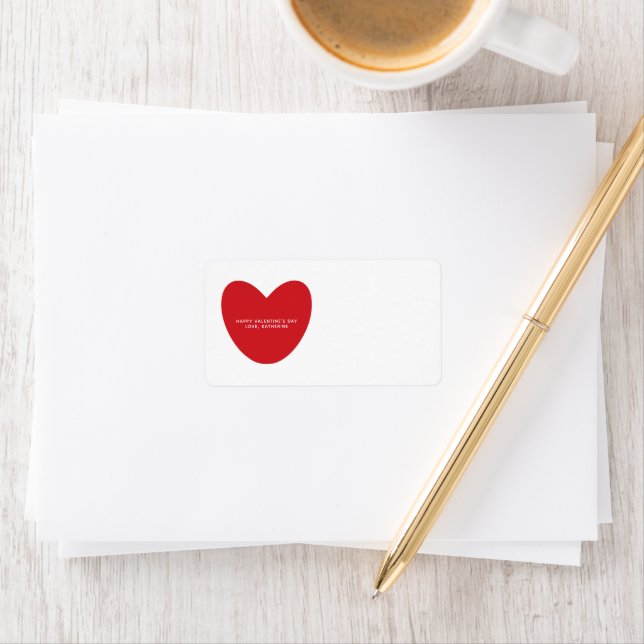 Cute red heart custom text blank Valentine's Day Label (Insitu)