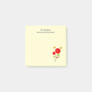 Cute Red Heart Flowers Illustration Post-it Notes